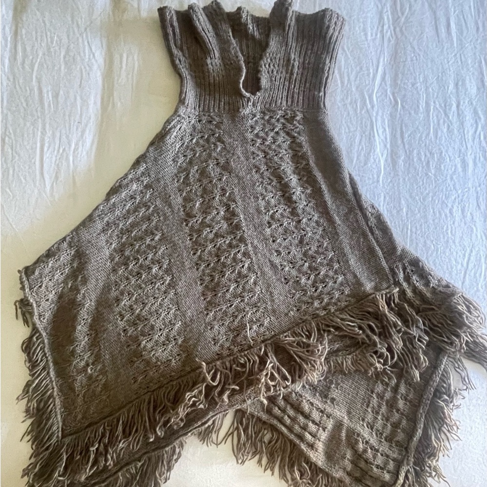 Fringed Knit Dress in Brown